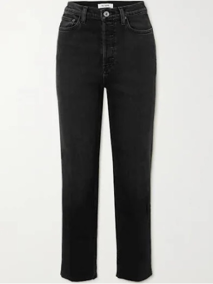 Re/Done Black High-Rise Straight Jeans